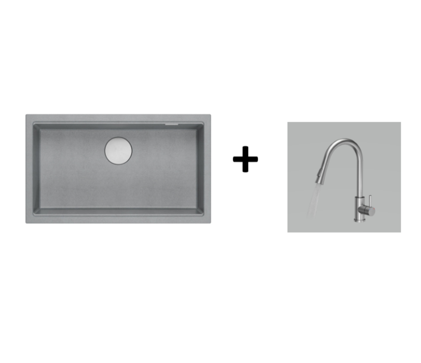 Quadron Logan 110 Silver Stone, topmount or undermount sink