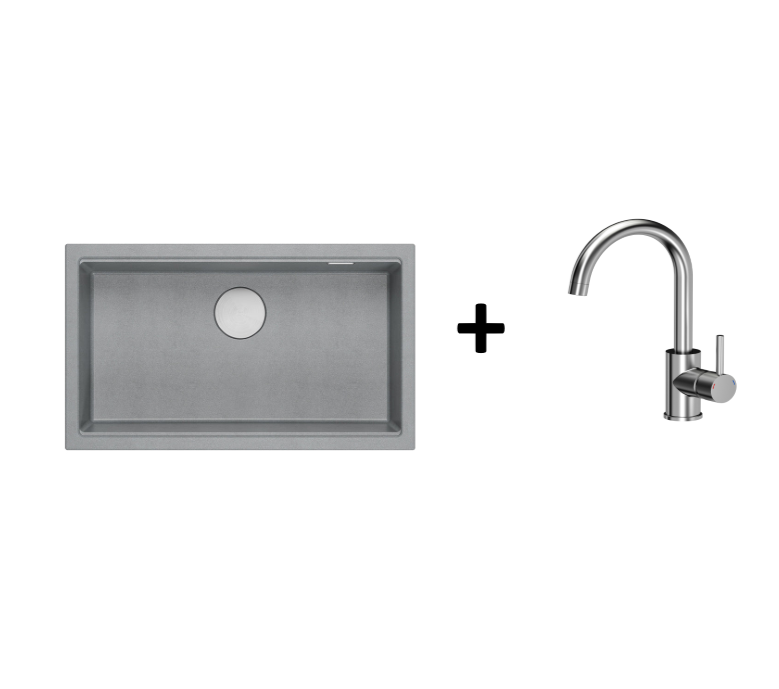 Quadron Logan 110 Silver Stone, topmount or undermount sink