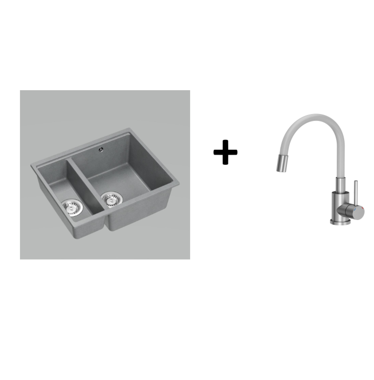 Quadron Logan 151 Grey, topmount or undermount sink