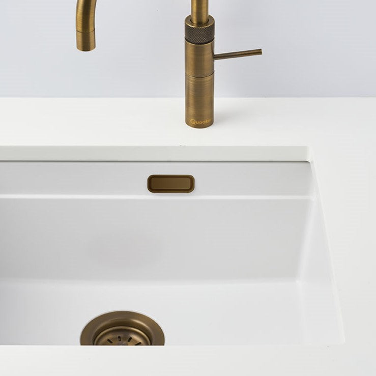 Quadron Logan 110 White Patinated Brass, topmount or undermount sink