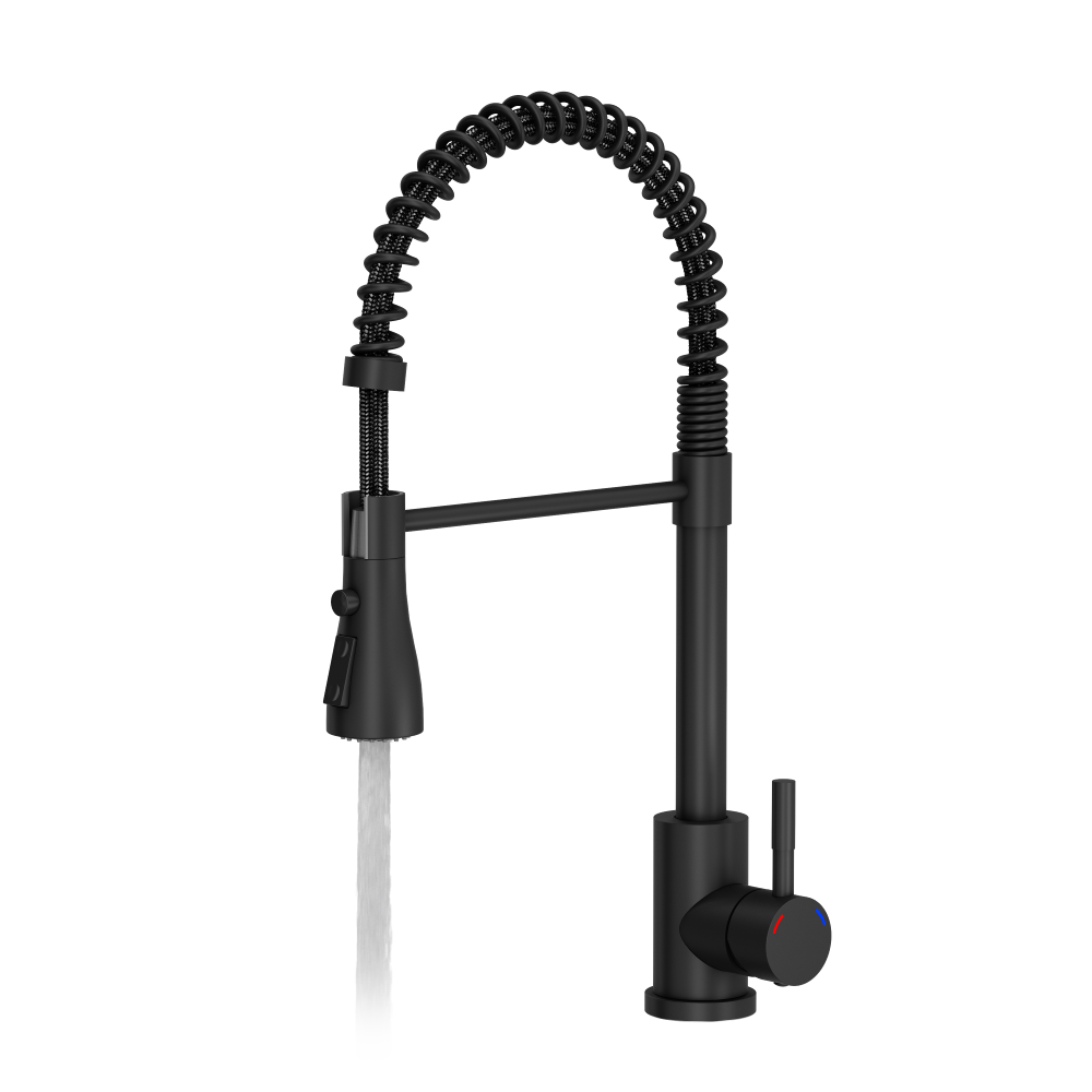 Quadron Salma flexible tap with spray & water stop function, Matte Black