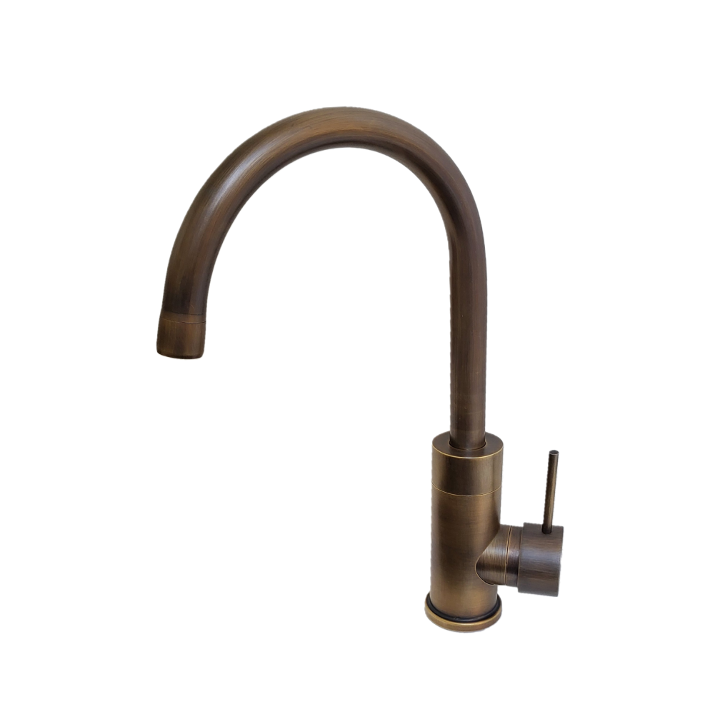 Crudo Naomi kitchen mixer tap, Patinated Brass