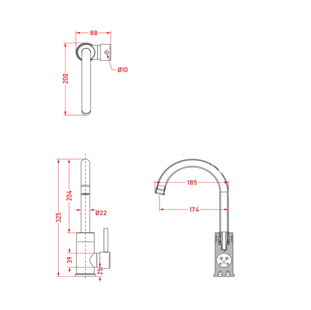 Crudo Naomi kitchen mixer tap, Patinated Brass