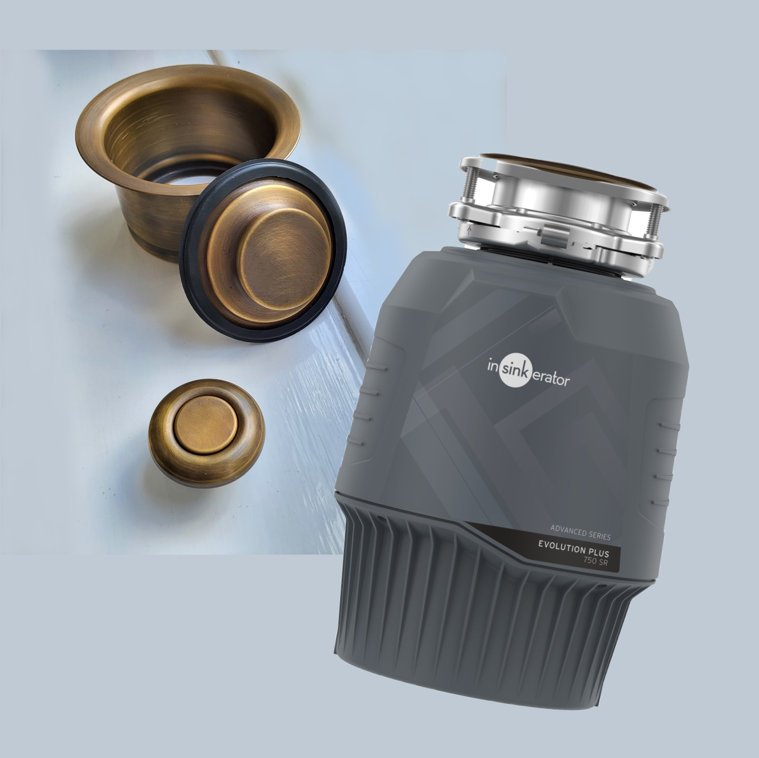 InSinkerator Evolution Plus 750SR PATINATED BRASS food waste disposer