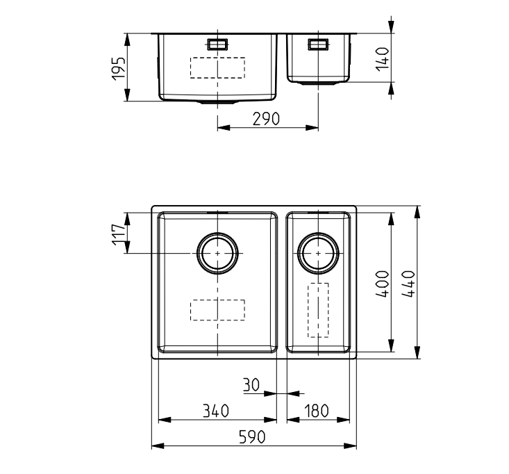 Alveus Kombino 120, 1.5 undermount sink