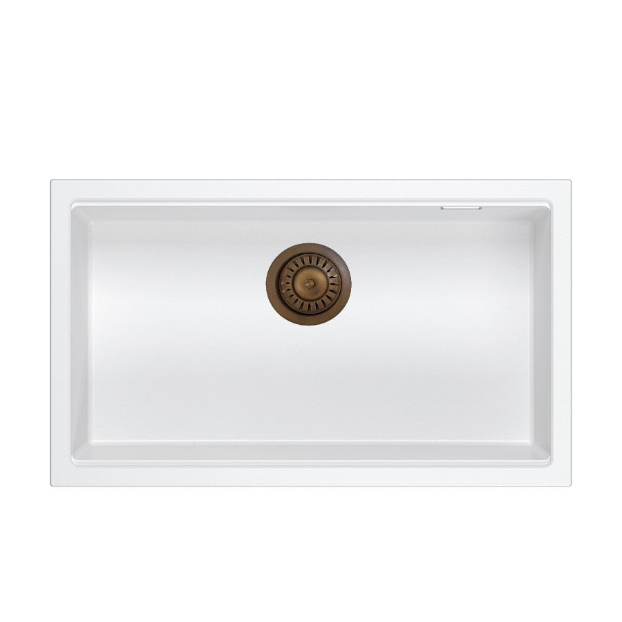 Quadron Logan 110 White Patinated Brass, topmount or undermount sink