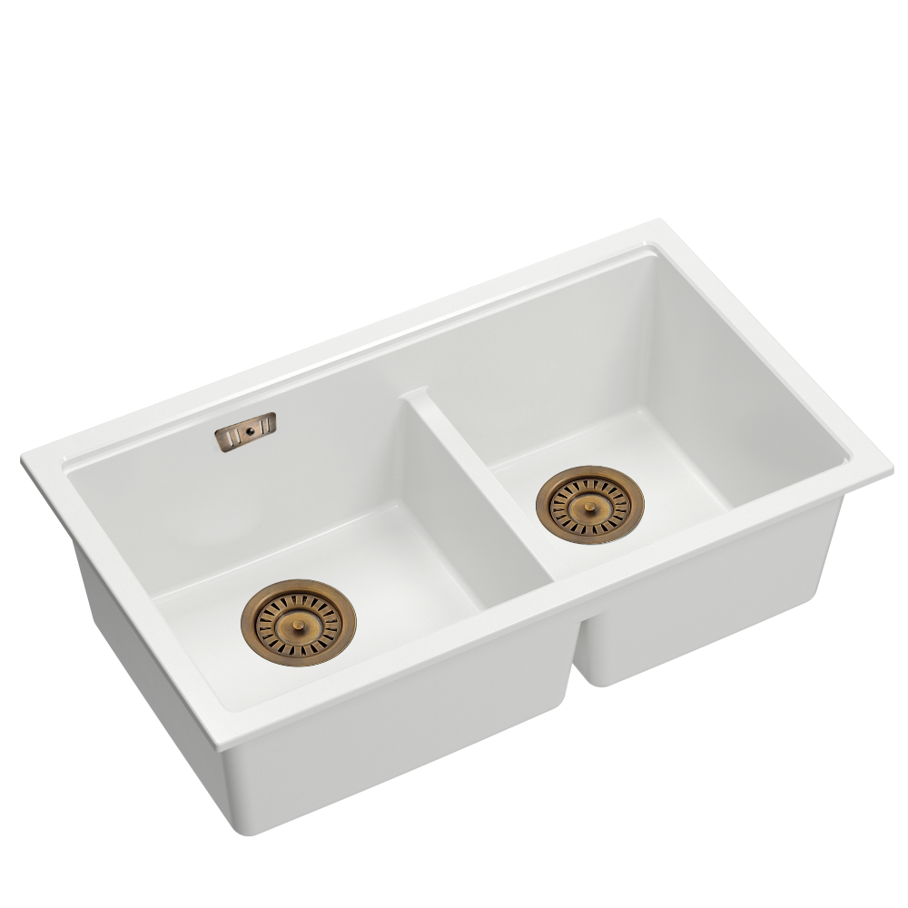 Quadron Logan 120 White Patinated Brass, topmount or undermount sink