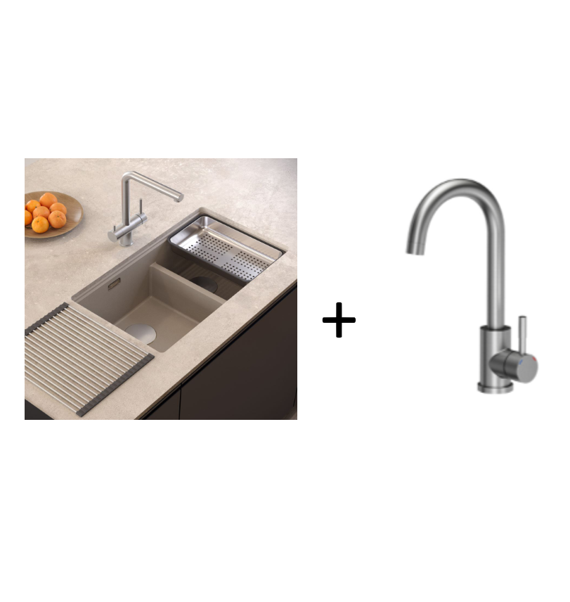 Quadron Logan 120 Soft Taupe, topmount or undermount sink