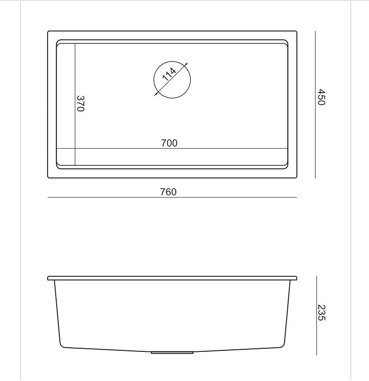 Quadron Logan 110 White Patinated Brass, topmount or undermount sink