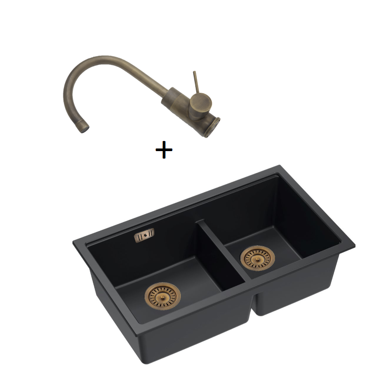 Quadron Logan 120 Black Patinated Brass, topmount or undermount sink