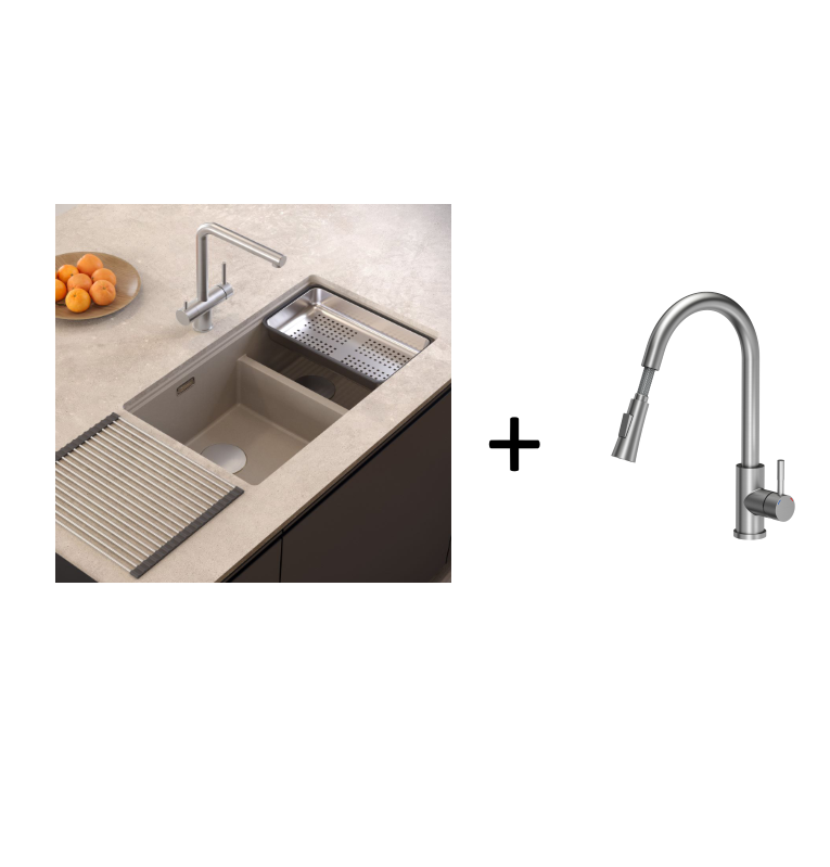 Quadron Logan 120 Soft Taupe, topmount or undermount sink