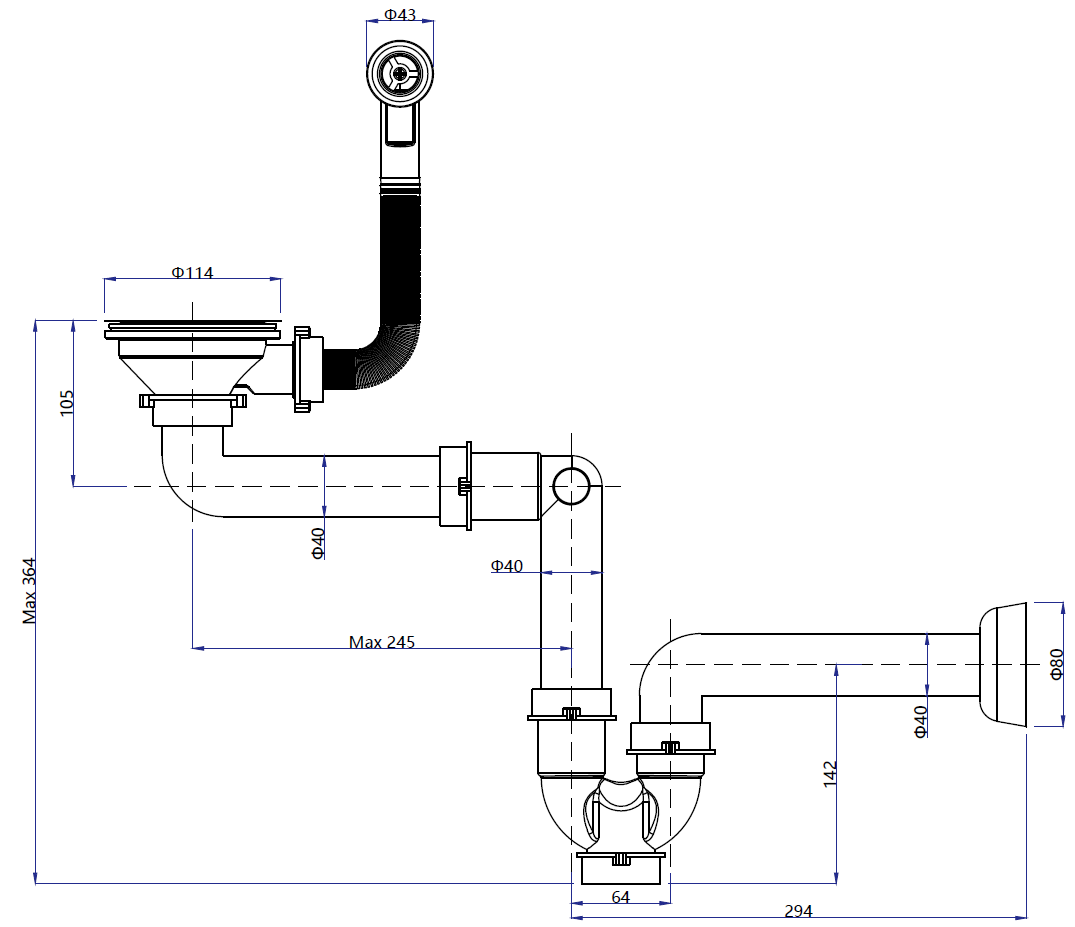 Quadron Power Colour Single Plumbing Kit Pure Black