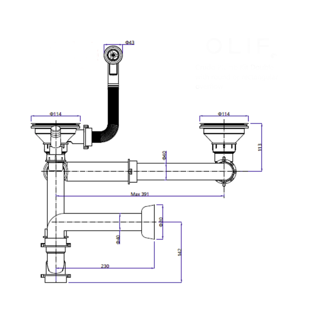 Quadron Power Colour Double Plumbing Kit Pure Black