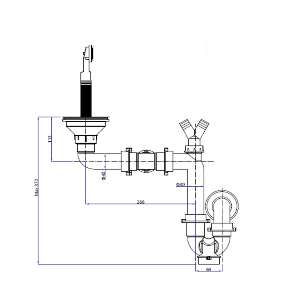 Quadron Power Colour Double Plumbing Kit Pure Black