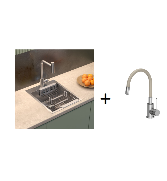 Quadron Russel 90 Brushed Steel, kitchen sink