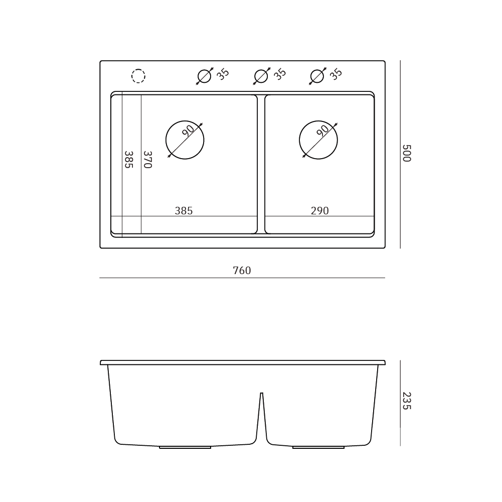 Quadron Marc 120 White Mix and Match topmount kitchen workstation