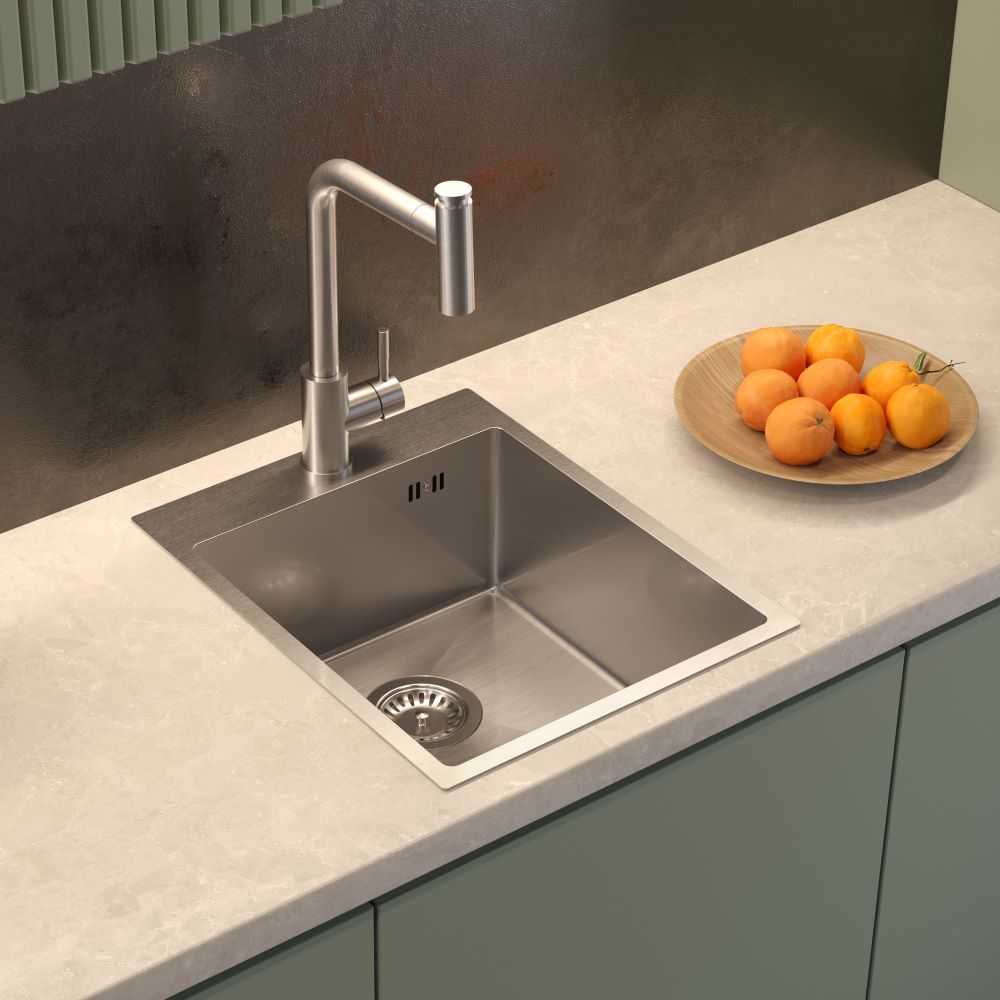 Quadron Russel 90 Brushed Steel, kitchen sink