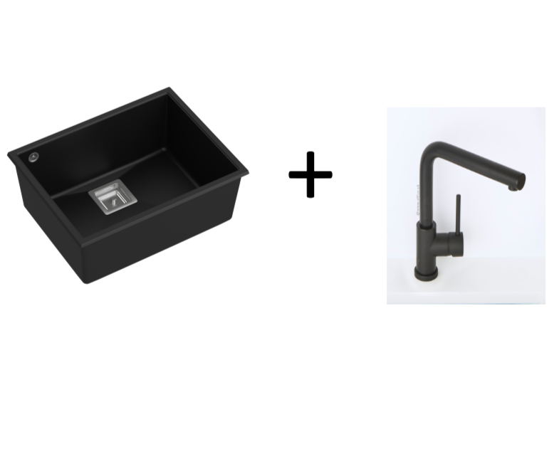 Quadron David 50 Pure Black, topmount or undermount sink